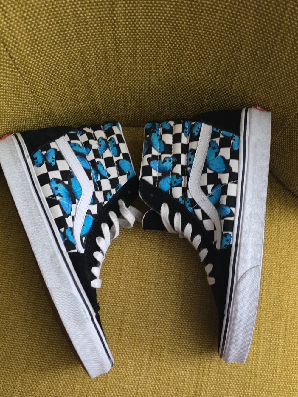 Vans Sk8-Hi Butterfly Checkerboard  Women 9.5, Men 8 - Picture 4 of 5